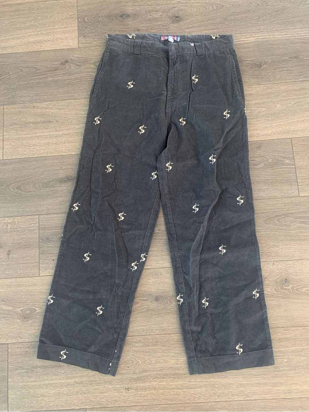 Urban Outfitters Critter Icon Dollar Money Sign Gray Corduroy Skate Street Pants View 2